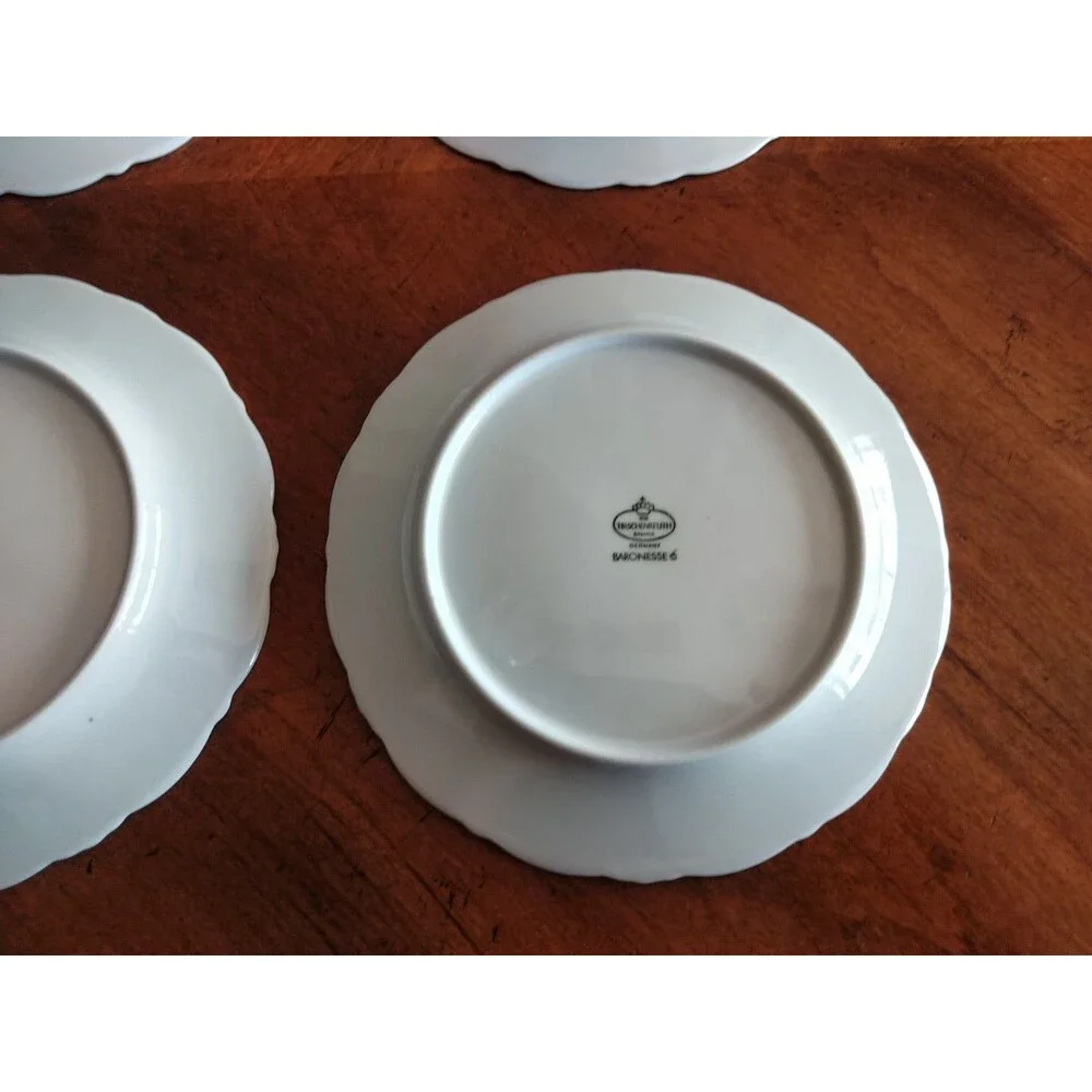 Set Lot 6x Tirschenreuth Baronesse Bread Butter Plate 6.75” Wht Germany Bavaria